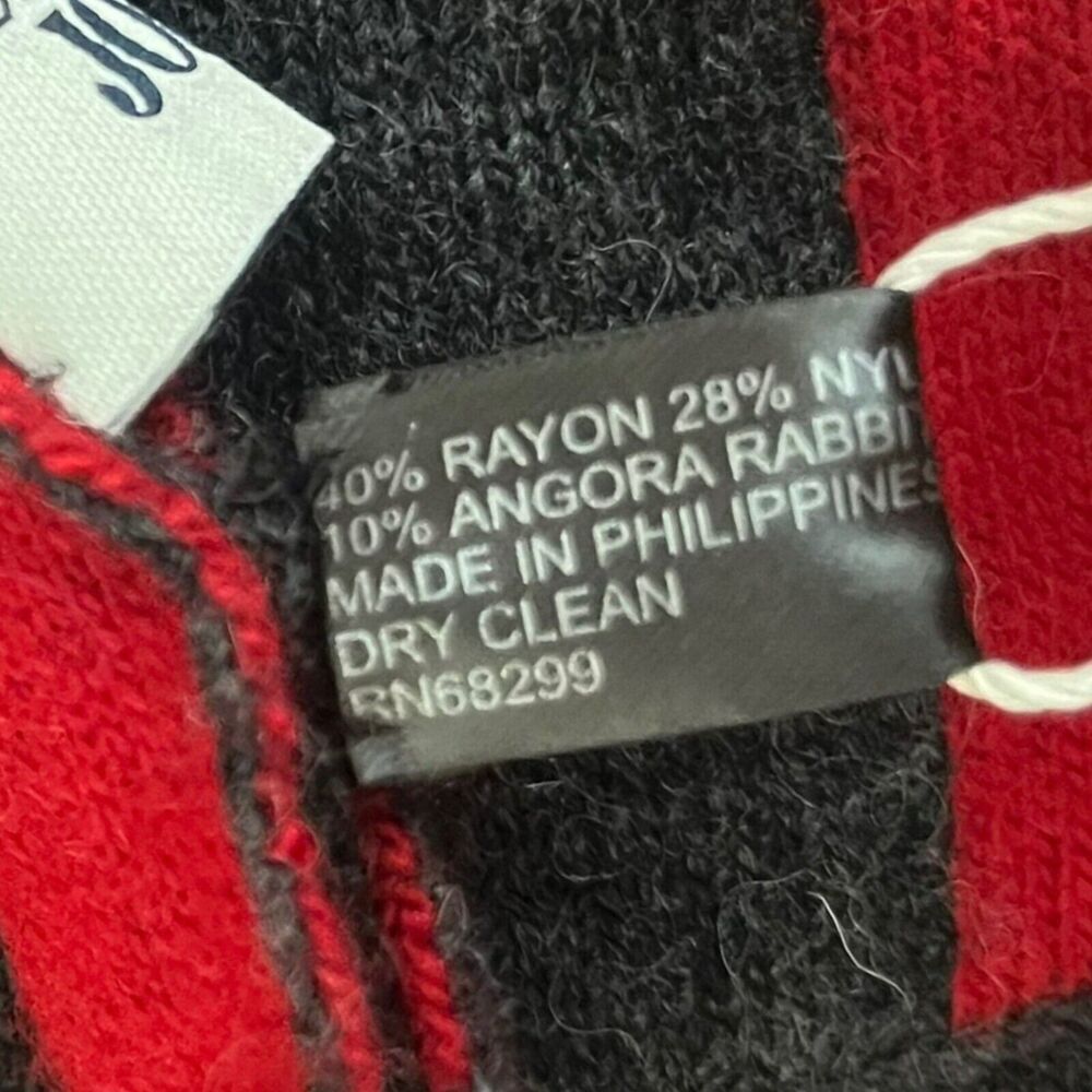 Sleepy Jones Striped Scarf Red Grey Cashmere Wool Angora Rabbit Blend 62x5 New — image 8 of 8